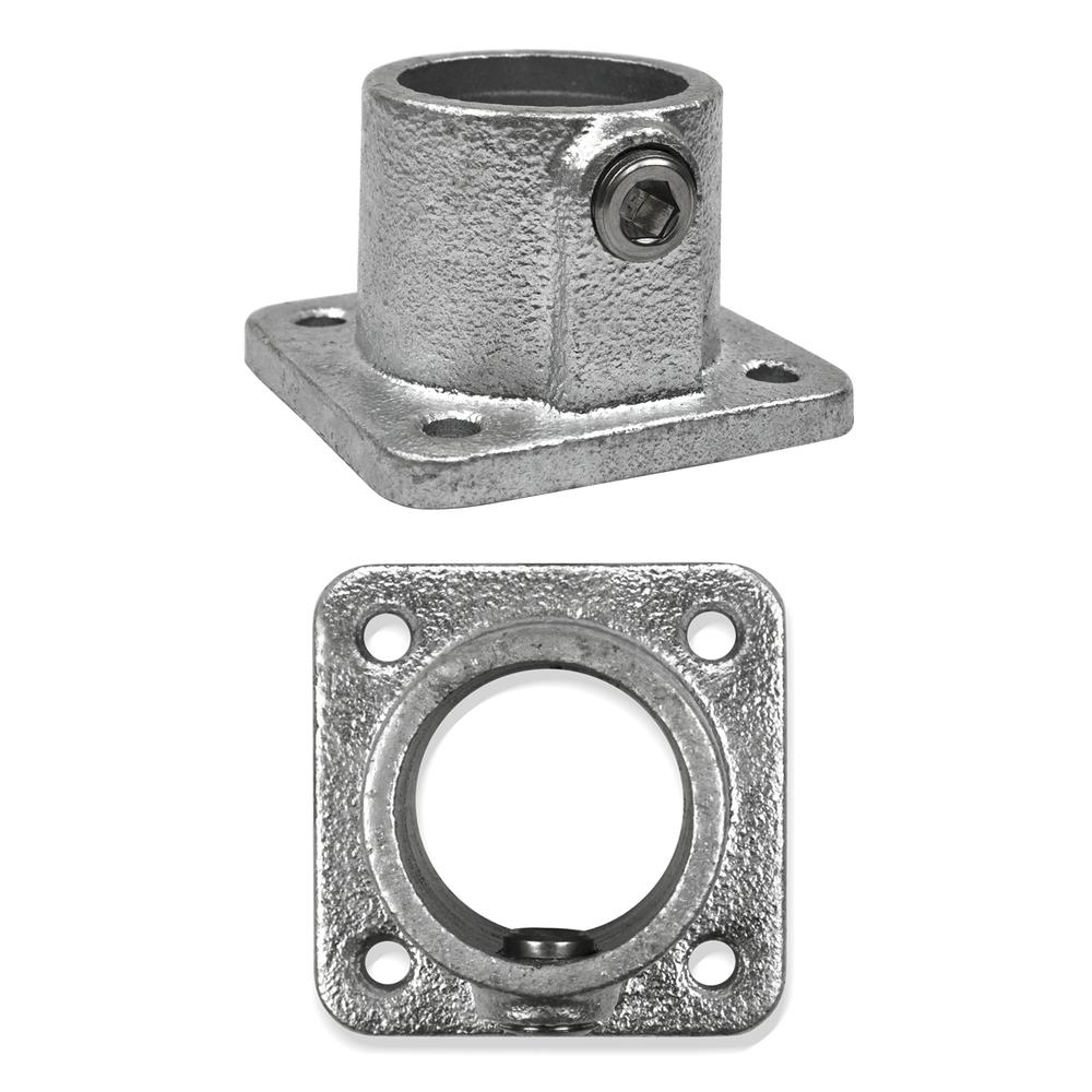 Buiskoppeling Vierkante voetplaat met doorloop-B / 26,9 mm